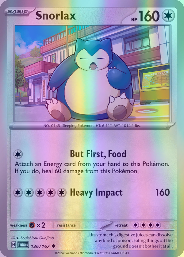 Snorlax - 136/167 (TWM) Uncommon - Near Mint Reverse Holofoil