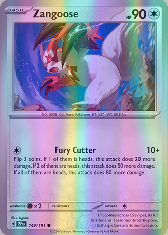 Zangoose - 149/191 (SSP) Common - Near Mint Reverse Holofoil