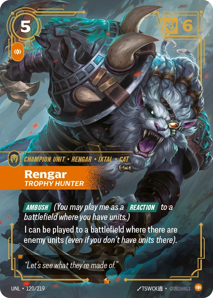 Rengar - Trophy Hunter - 120/219 (UNL)  Epic