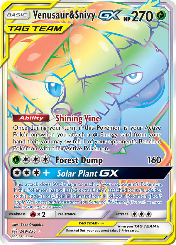 Venusaur & Snivy GX - 249/236 (CEC) Secret Rare - Near Mint Holofoil