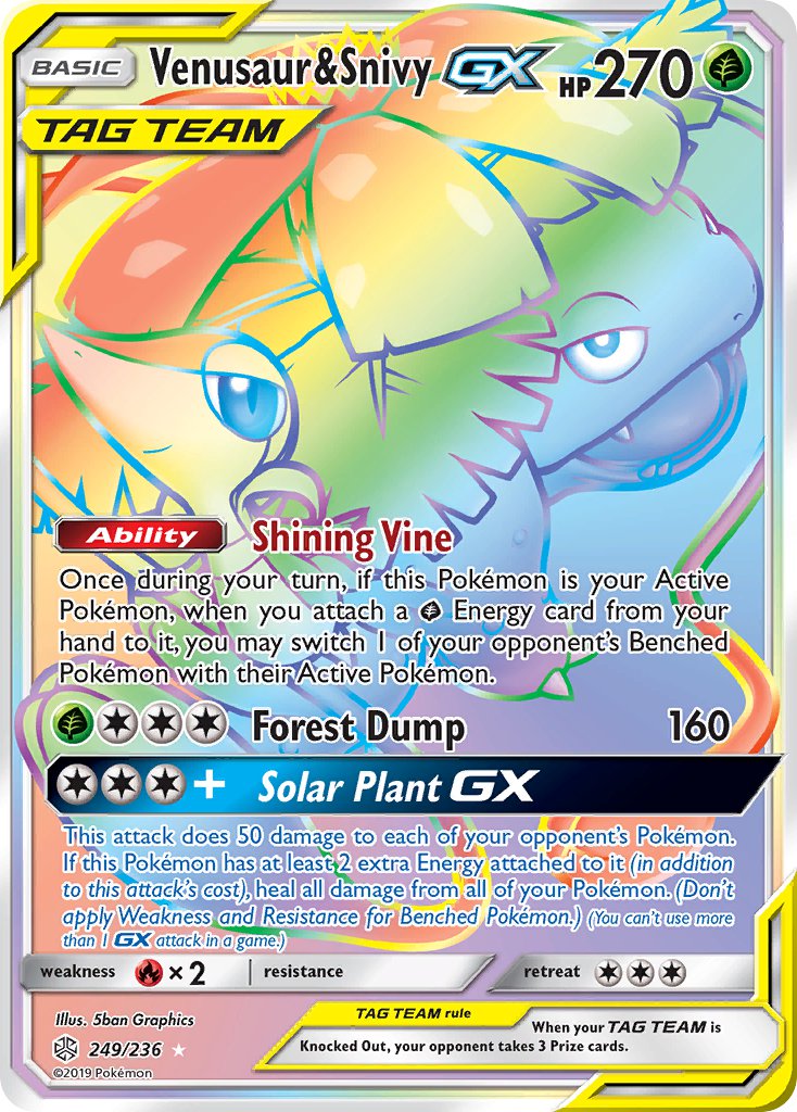 Venusaur & Snivy GX - 249/236 (CEC) Secret Rare - Near Mint Holofoil