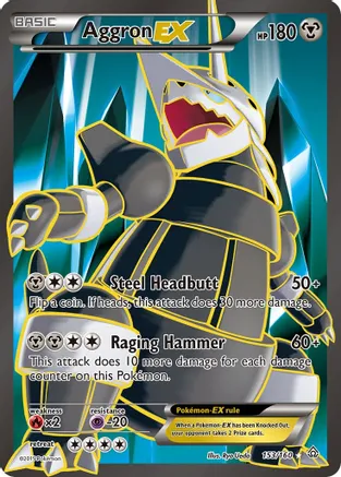 Aggron EX (Full Art) - 153/160 (PRC) Ultra Rare - Heavy Play Holofoil