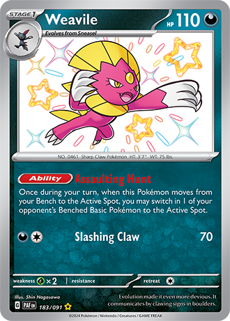 Weavile - 183/091 (SV:PAF) Secret Rare - Near Mint Holofoil