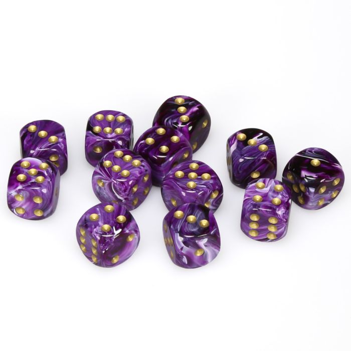 CHX27637: Vortex - 16mm D6 Purple w/Gold (12)