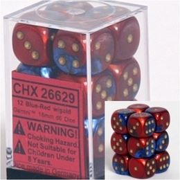 CHX26629: Gemini - 16mm D6 Blue-Red w/gold (12)
