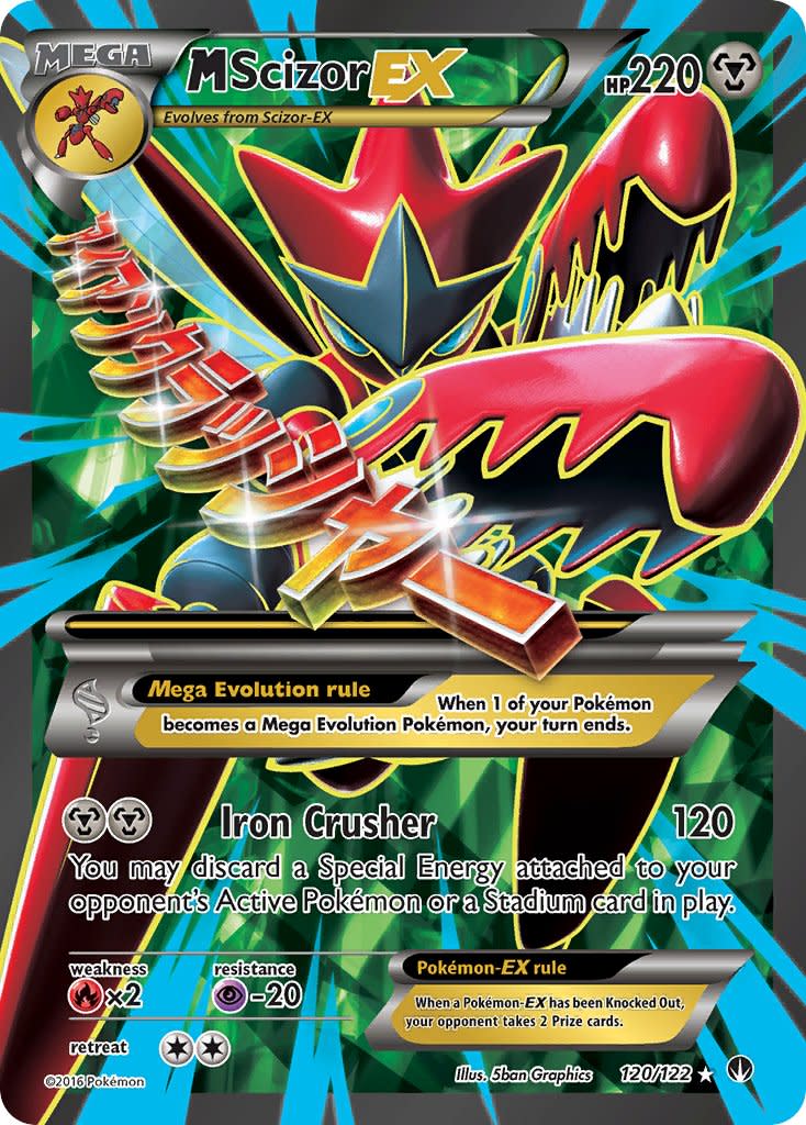 M Scizor EX (Full Art) - 120/122 (BKP) Ultra Rare - Moderate Play Holofoil