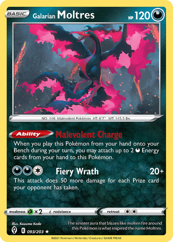 Galarian Moltres - 093/203 (SWSH07) Holo Rare - Near Mint Holofoil