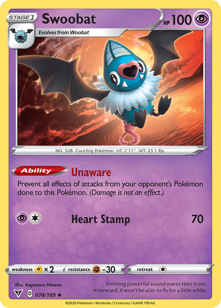 Swoobat - 074/185 (SWSH04) Uncommon - Near Mint