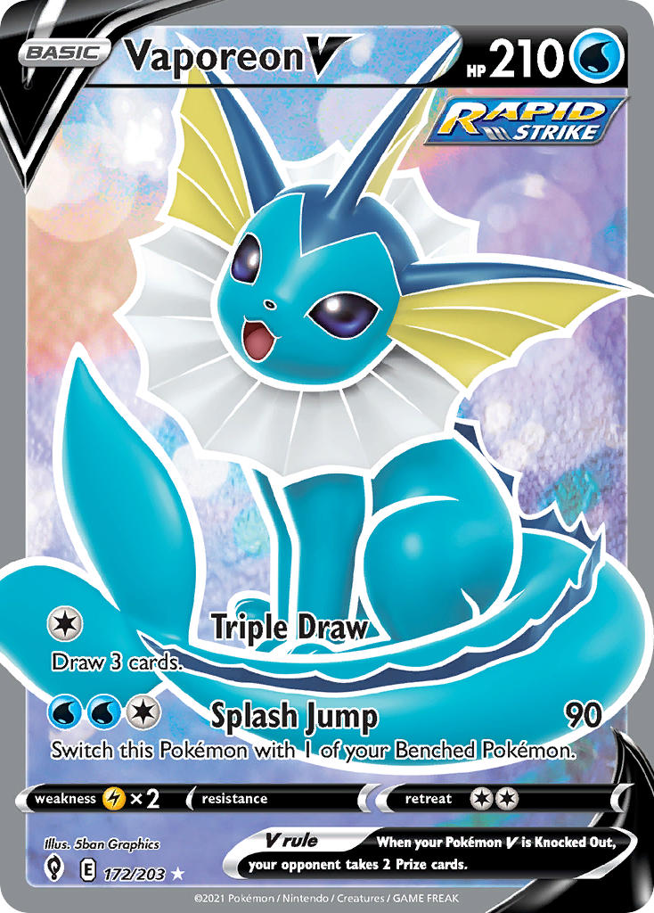 Vaporeon V (Full Art) - 172/203 (SWSH07) Ultra Rare - Near Mint Holofoil