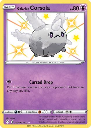 Galarian Corsola - SV049/SV122 (SHF:SV) Shiny Holo Rare - Near Mint Holofoil