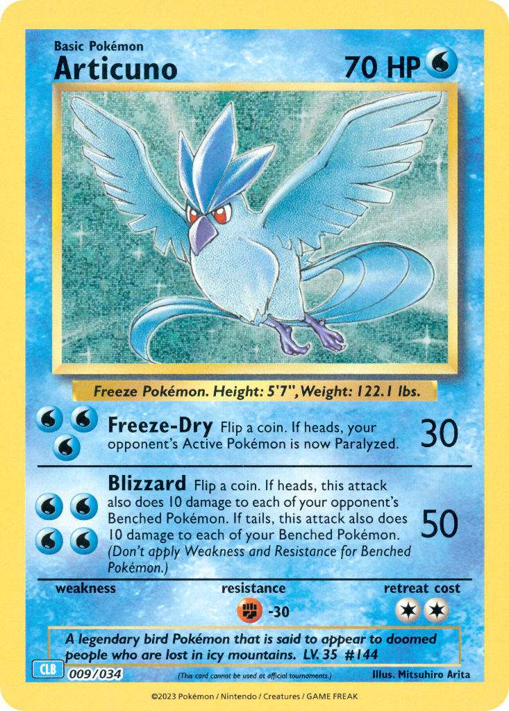 Articuno - 009/034 (TCG:CLB) Classic Collection - Near Mint Holofoil