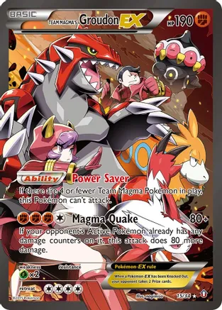 Team Magma's Groudon EX - 015/034 (DCR) Ultra Rare - Moderate Play Holofoil