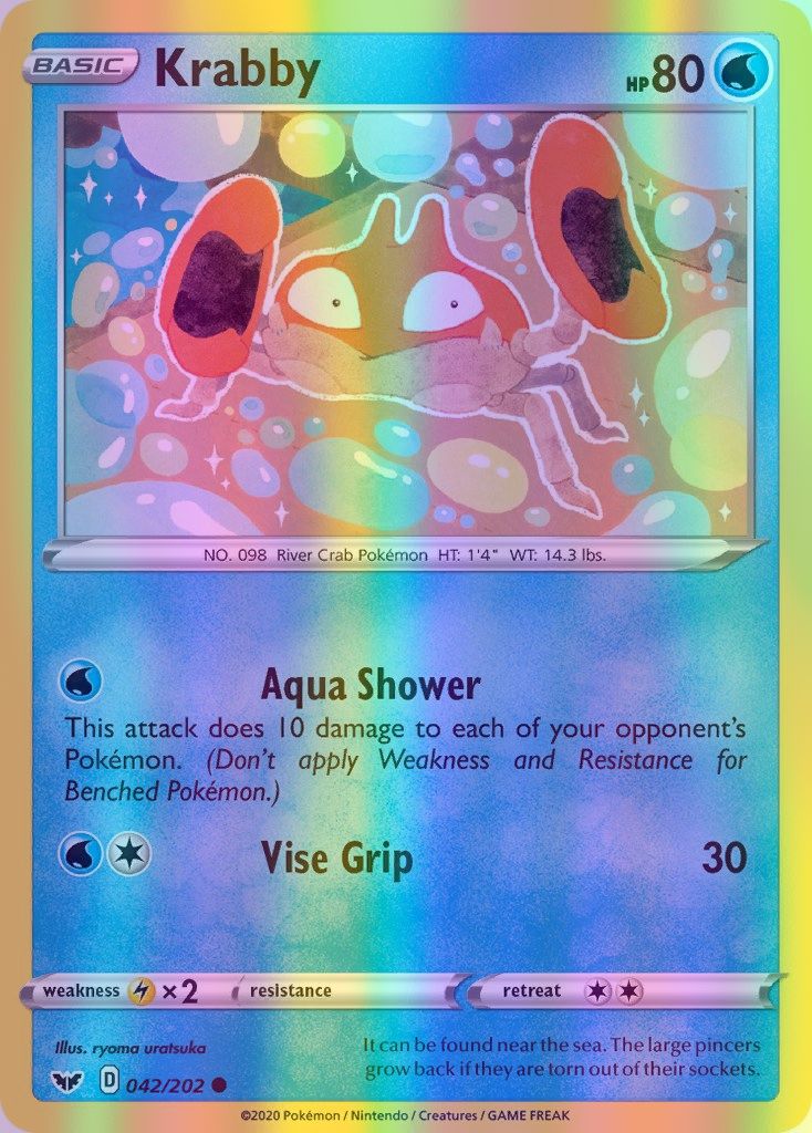 Krabby - 042/202 (SWSH01) Common - Near Mint Reverse Holofoil
