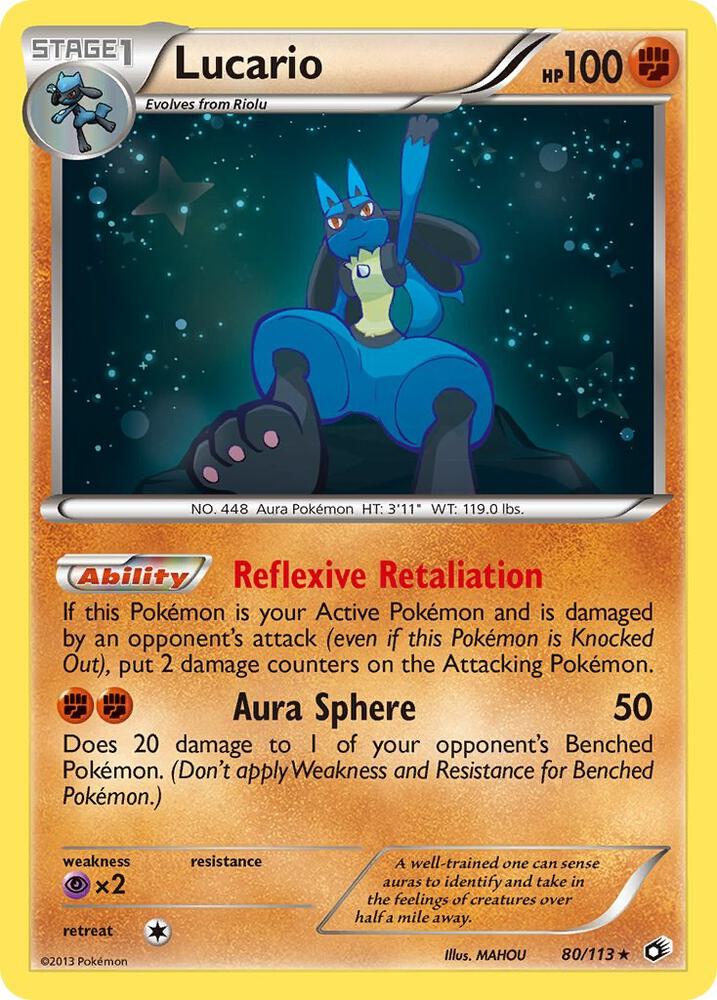 Lucario - 080/113 (LTR) Holo Rare - Heavy Played Holofoil