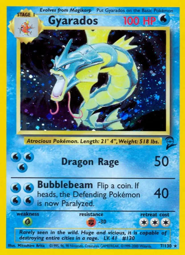 Gyarados - 007/130 (BS2) Holo Rare - Light Play Holofoil