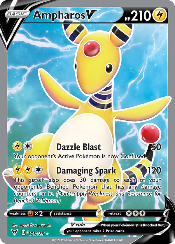 Ampharos V (Full Art) - 171/185 (SWSH04) Ultra Rare - Near Mint Holofoil