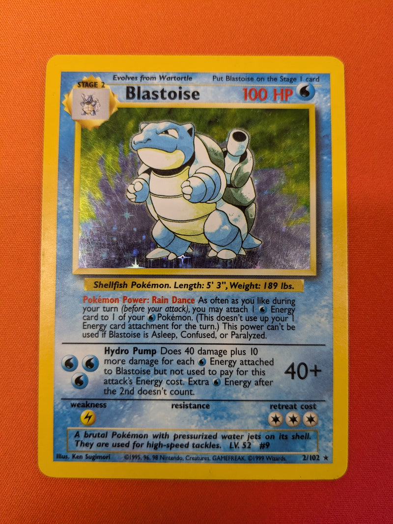 Blastoise - 002/102 (BS) Holo Rare - Moderate Play Holofoil