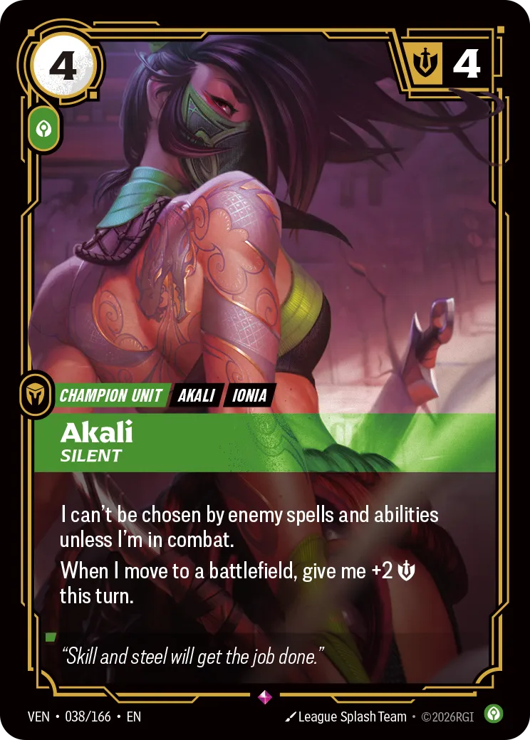 Akali, Silent - 038/166 (VEN) Rare
