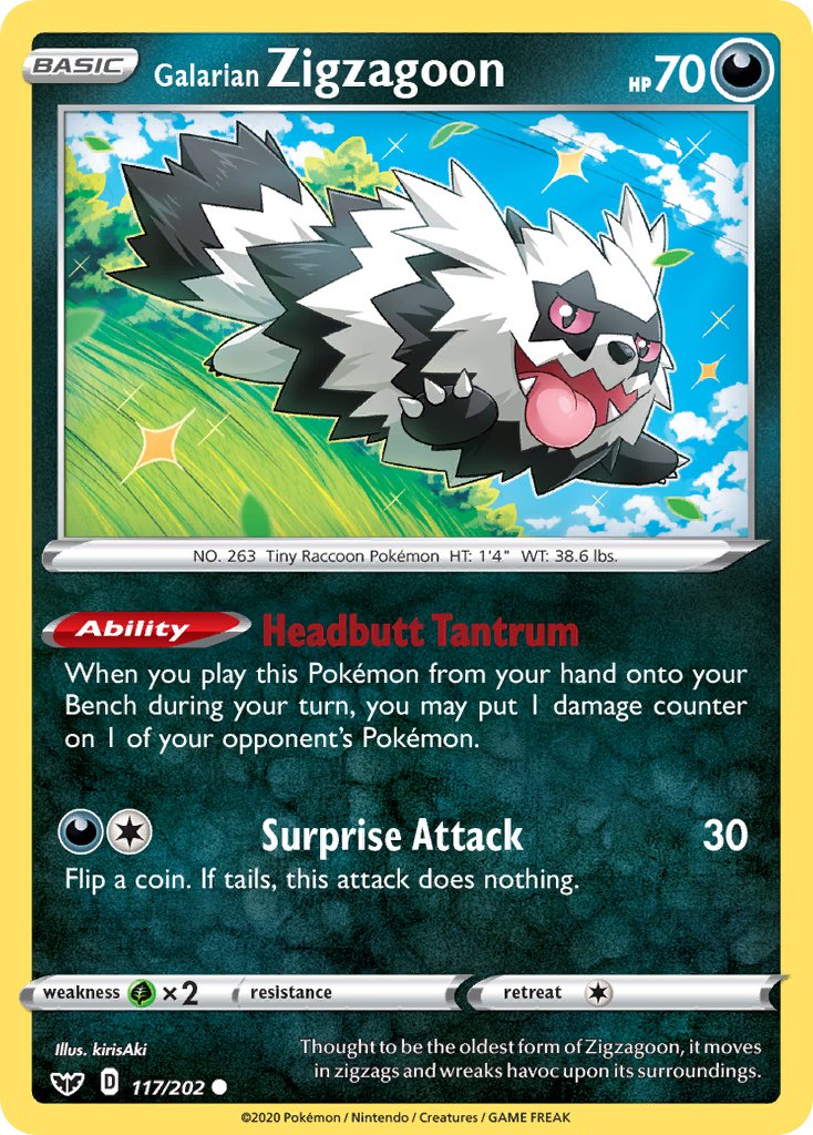 Galarian Zigzagoon - 117/202 (SWSH01) Common - Near Mint