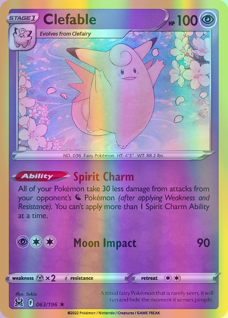 Clefable - 063/196 (SWSH11) Rare - Near Mint Reverse Holofoil