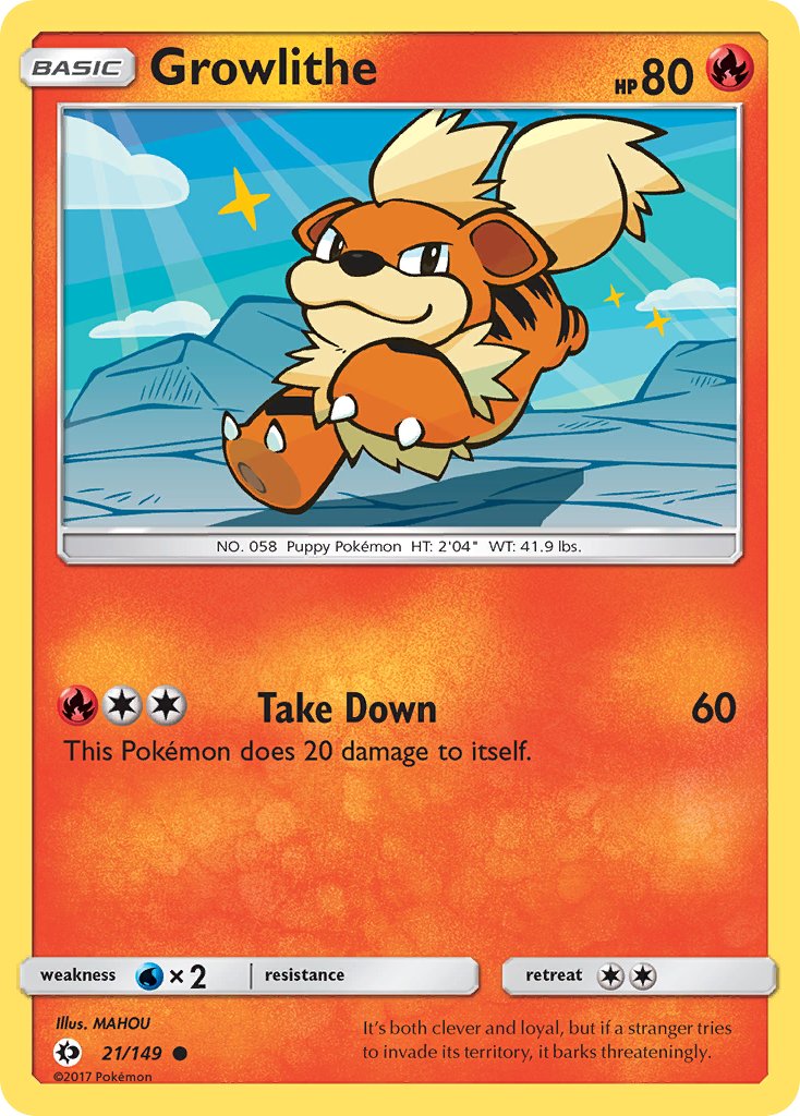 Growlithe - 021/149 (SM01) Common - Near Mint