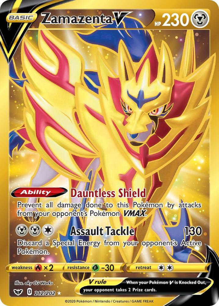 Zamazenta V (Secret) - 212/202 (SWSH01) Secret Rare - Moderately Played Holofoil