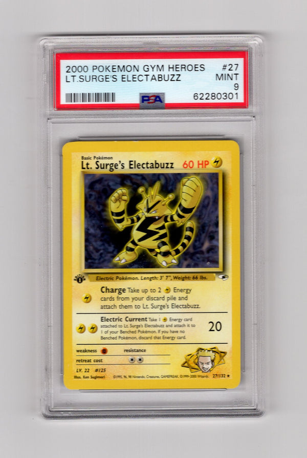 Lt. Surge's Electabuz - 027/132 (G1) Rare - Unlimited Near Mint (Graded PSA 9)