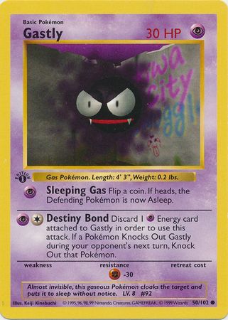 Gastly - 050/102 (BS) 1st Edition Common - Near Mint