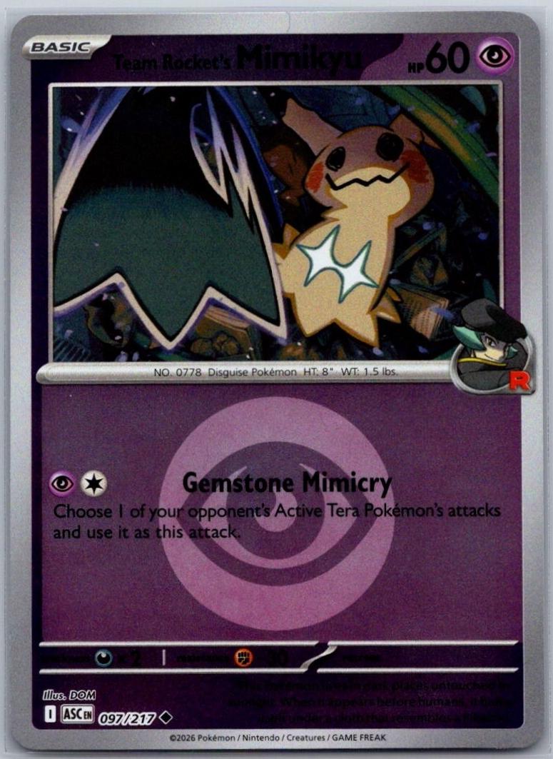 Team Rocket's Mimikyu (Energy Symbol Pattern) - 097/217 (ASC) Uncommon
