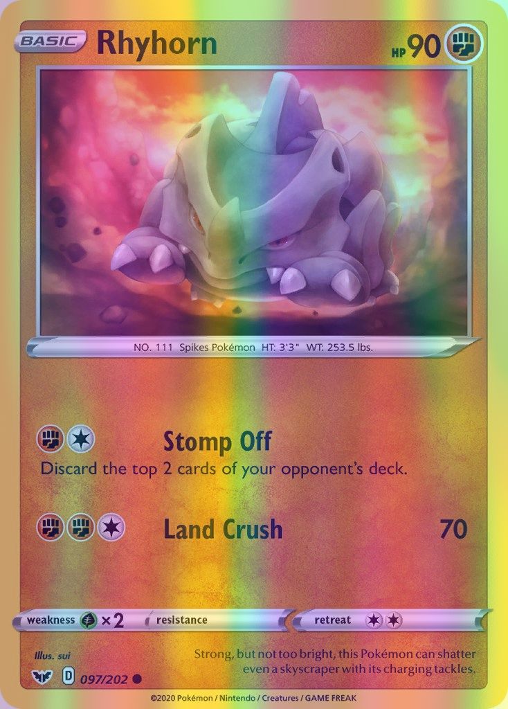 Rhyhorn - 097/202 (SWSH01) Common - Near Mint Reverse Holofoil