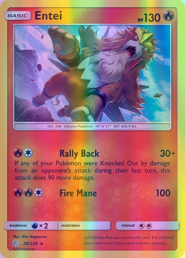 Entei - 028/236 (CEC) Rare - Near Mint Reverse Holofoil