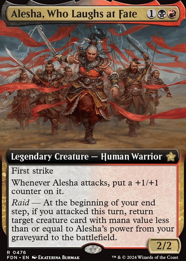 Alesha, Who Laughs at Fate [#0476 Extended Art] (FDN-R-FOIL)