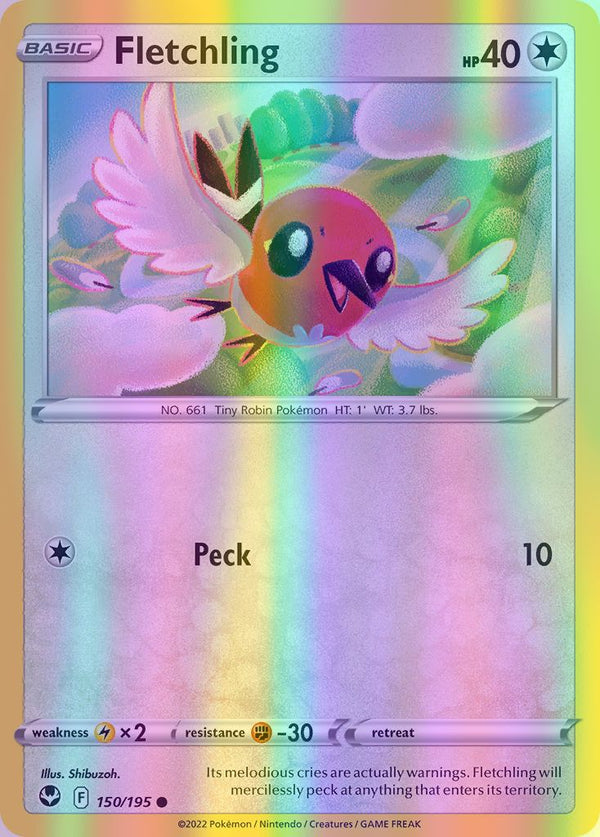 Fletchling - 150/195 (SWSH12) Common - Near Mint Reverse Holofoil