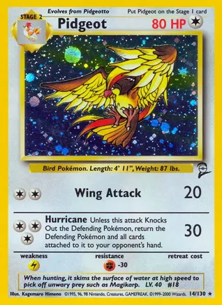 Pidgeot - 014/130 (BS2) Holo Rare - Heavy Play Holofoil