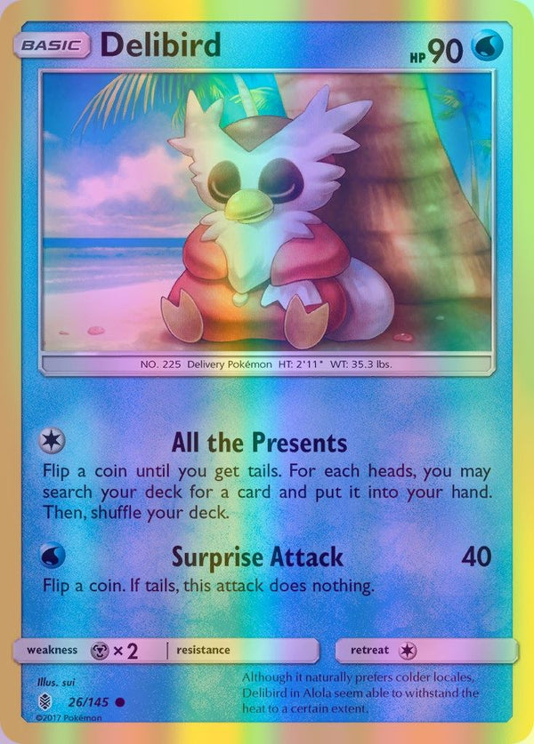 Delibird - 026/145 (SM:GRI) Common - Near Mint Reverse Holofoil