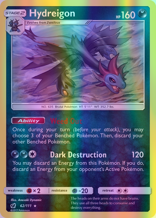 Hydreigon - 062/111 (CIN) Rare - Near Mint Reverse Holofoil