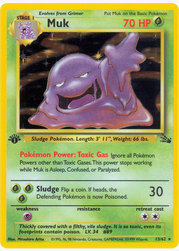 Muk - 13/62 (FO) Holo Rare - Damaged Unlimited Holofoil