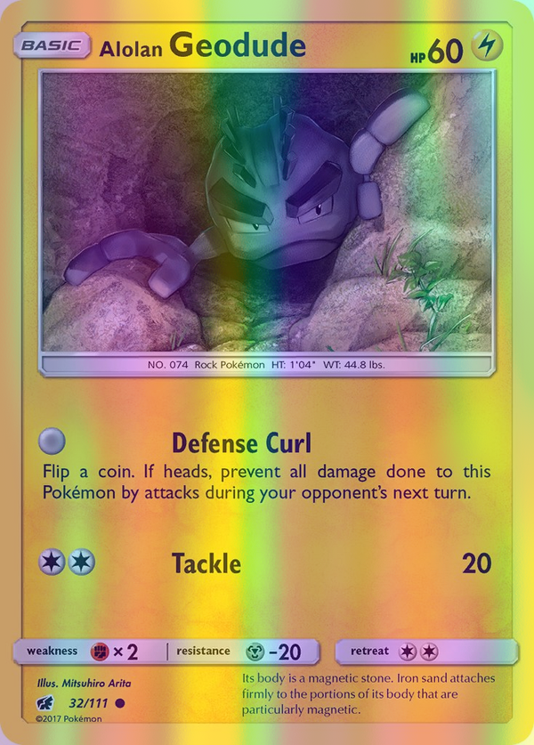 Alolan Geodude - 032/111 (CIN) Common - Near Mint Reverse Holofoil