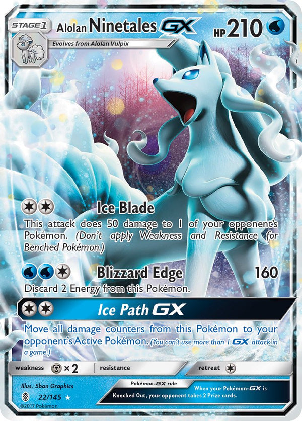 Alolan Ninetales GX - 022/145 (SM:GRI) Ultra Rare - Near Mint Holofoil