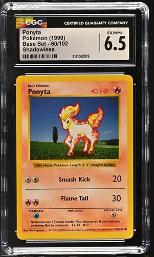 Ponyta - 060/102 (BSS) Shadowless Common Near Mint Unlimited (Graded CGC 6.5)