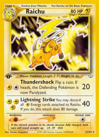 Raichu (21/64) 1st Edition Light Play