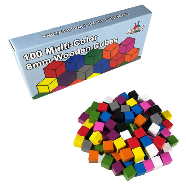 100 Multi-Color 8mm Wooden Cubes