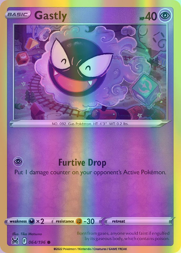 Gastly - 064/196 (SWSH11) Common - Near Mint Reverse Holofoil