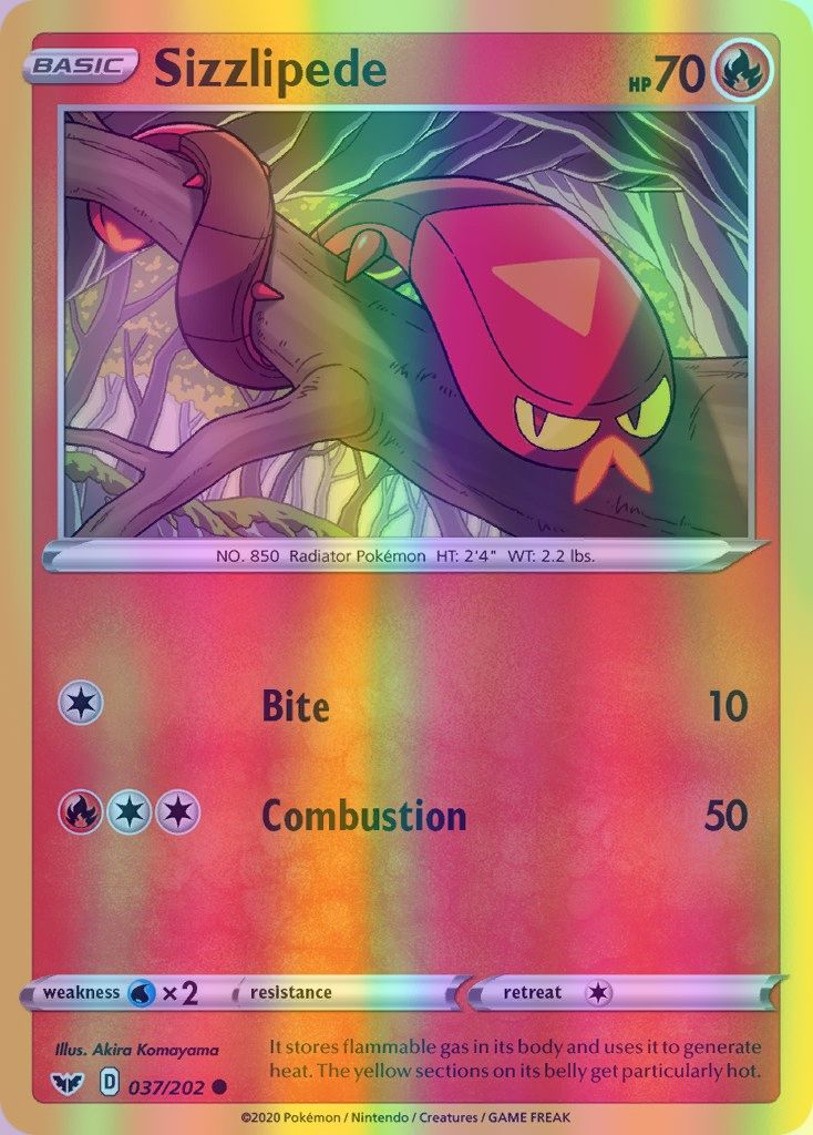 Sizzlipede - 037/202 (SWSH01) Common - Near Mint Reverse Holofoil