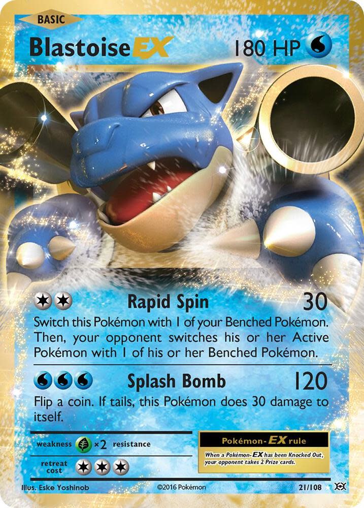 Blastoise EX - 21/108 (EVO) Ultra Rare Heavy Play Holofoil