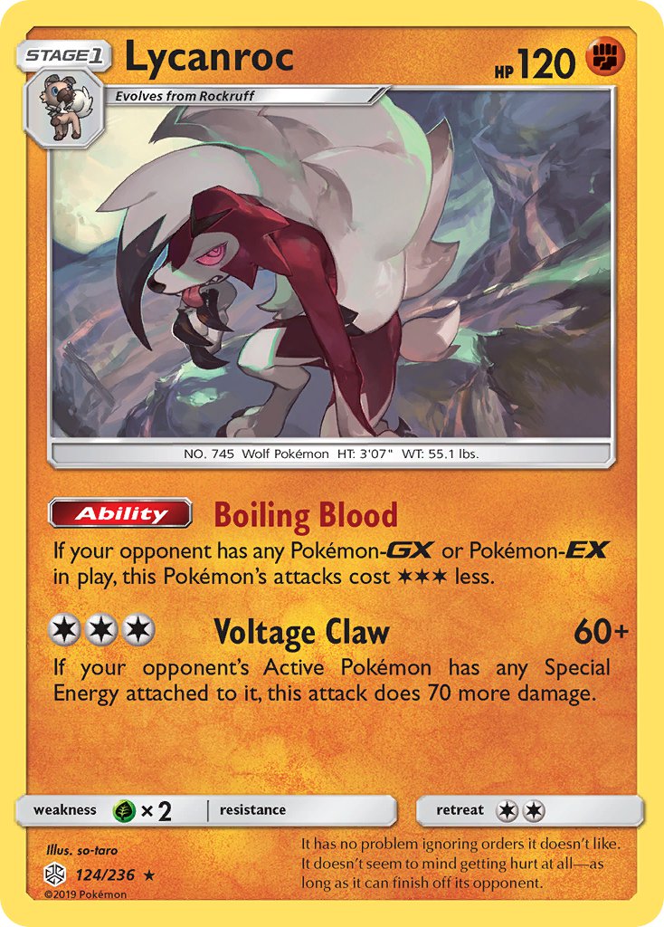 Lycanroc - 124/236 (CEC) Holo Rare - Near Mint Holofoil