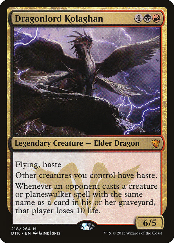 Dragonlord Kolaghan (DTK-M-FOIL) Light Play