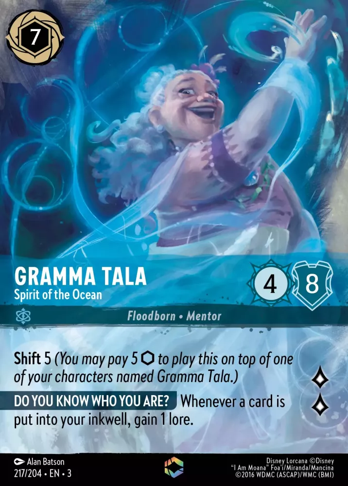 Gramma Tala - Spirit of the Ocean (Alternate Art) (Into the Inklands 217/204) Enchanted - Near Mint Holofoil