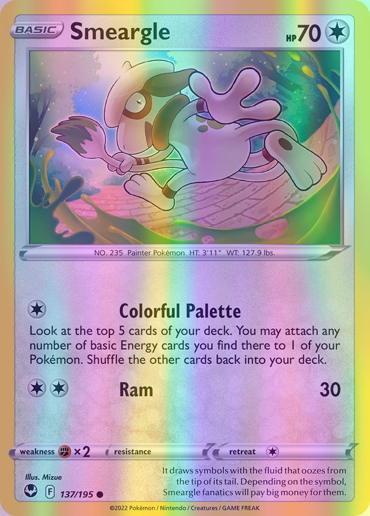 Smeargle - 137/195 (SWSH12) Common - Near Mint Reverse Holofoil