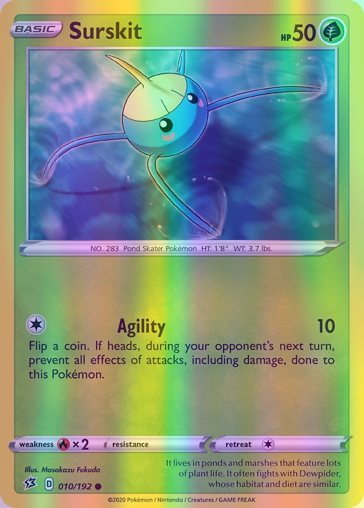 Surskit - 010/192 (SWSH02) Common - Near Mint Reverse Holofoil